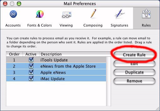 mac mail rule before spamsieve
